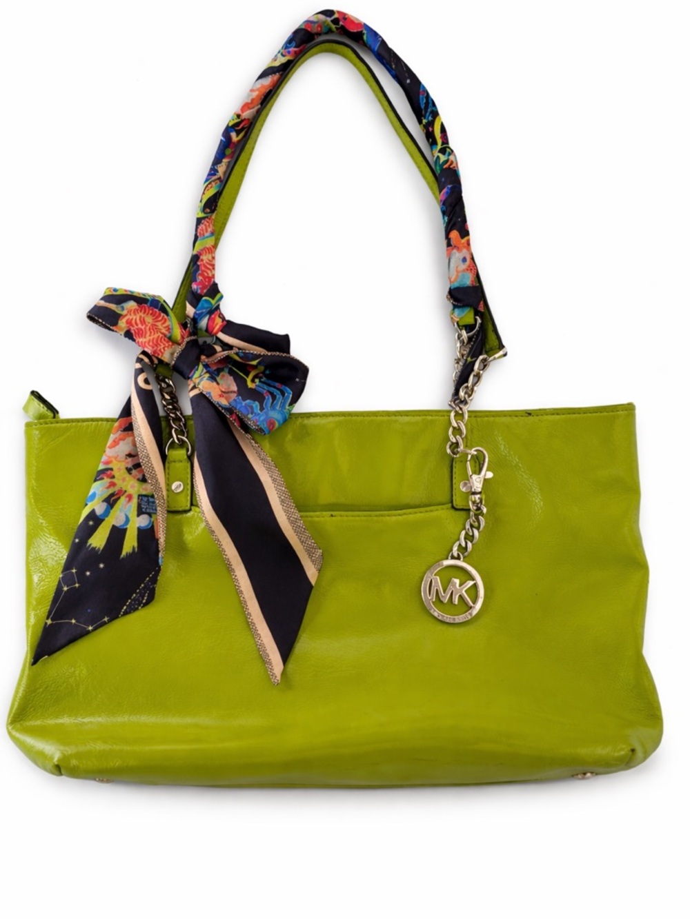 Michael Kors Lime Green Leather Tote Spring Summer & Genuine Leather Mini Pouch - Picture 2 of 7